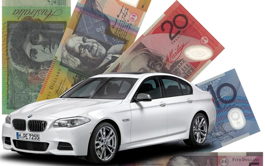 White BMW with Australian cash behind it Serving All Around Ipswich